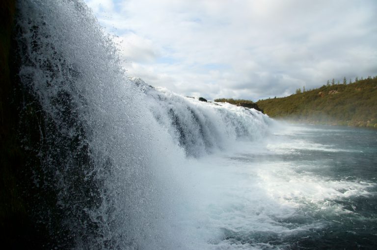 Waterfall Faxifoss close up Iceland